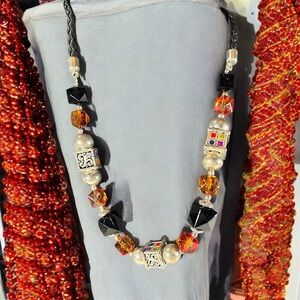 Earthy Tones Beaded Retro Necklace Set New Deadstock Unique